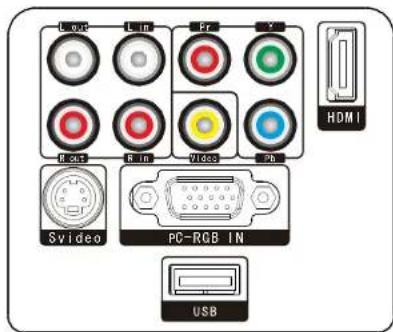 L_out L_in Fr Y R_out R_in Video Pb HDMI Svideo PC-RCB IN USB