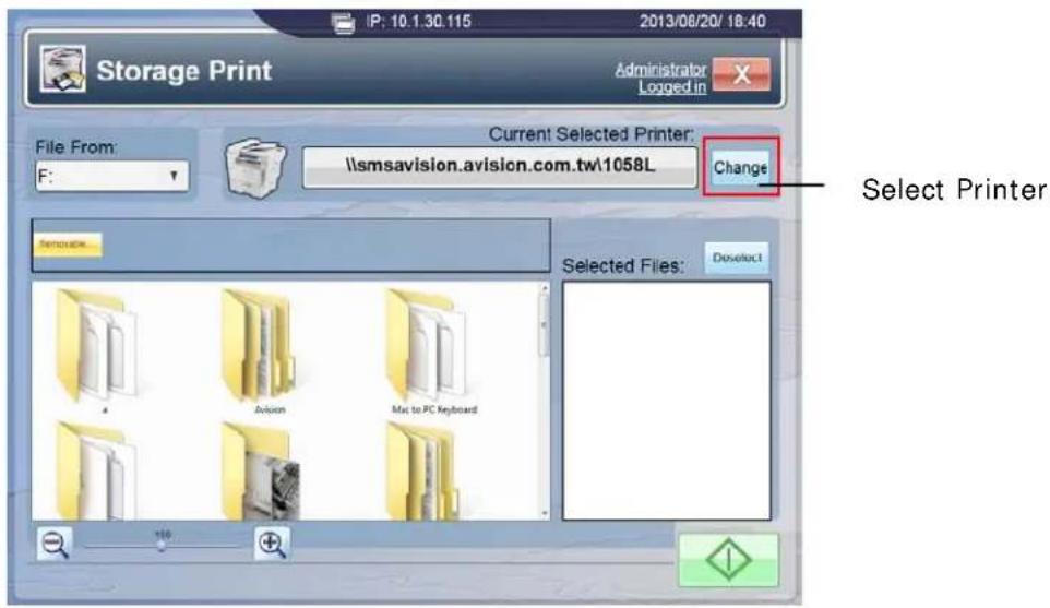 IP: 10.1.30.115 2013/08/20/ 18:40 Storage Print Administrator Logged in X File From: F: Current Selected Printer: \\smsavision.avision.com.tw\\1058L Change Select Printer Remove Selected Files: Deselect Avision Mac to PC Keyboard