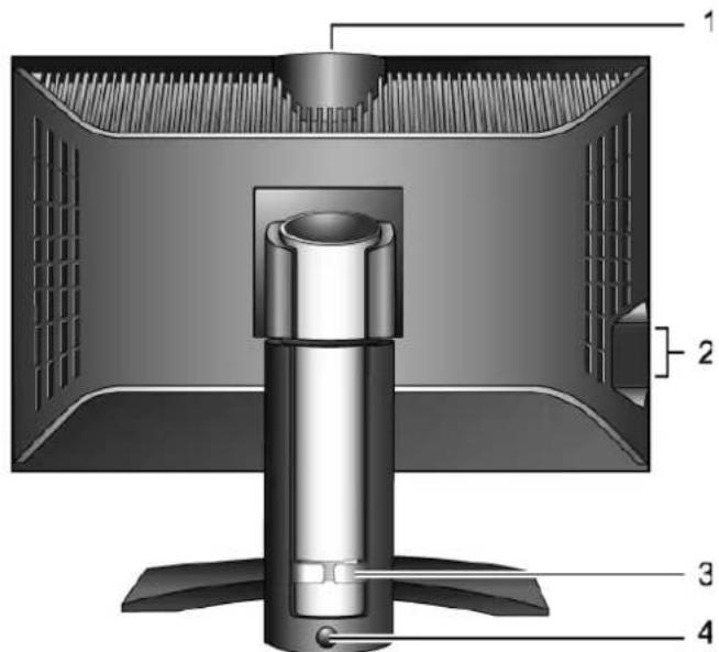 Technical diagram of a computer monitor with numbered parts labeled 1 to 4