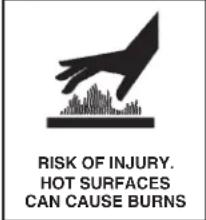 RISK OF INJURY. HOT SURFACES CAN CAUSE BURNS