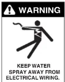 WARNING KEEP WATER SPRAY AWAY FROM ELECTRICAL WIRING.