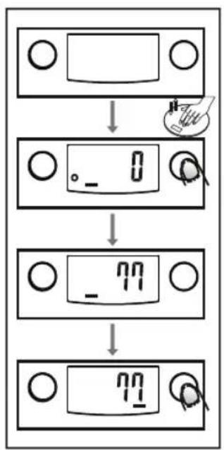 graph TD A["Start Display"] --> B{0} B --> C["0.0"] C --> D["77"] D --> E["77"]