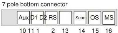7 pole bottom connector Aux D1 D2 RS Scom OS MS 10 11 1 2 13 14 15 16