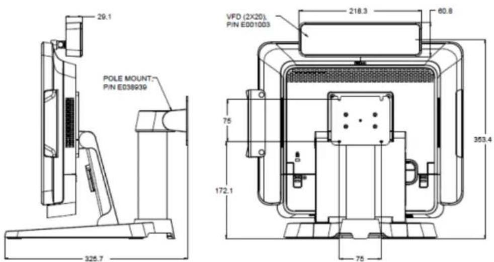29.1 POLE MOUNT: PIN E038939 VFD (2X20), PIN E001003 218.3 60.8 75 172.1 353.4 75 325.7