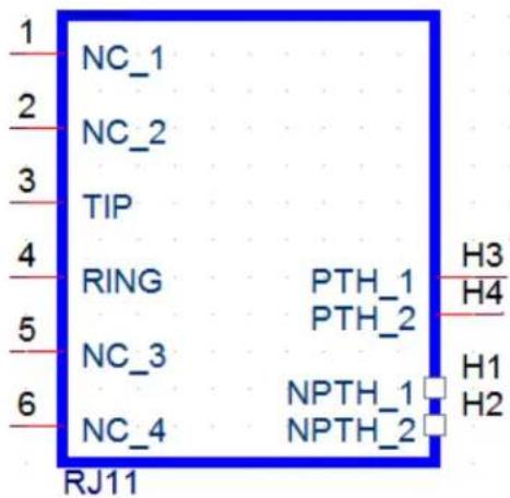 NC_1 NC_2 TIP RING PTH_1 PTH_2 NC_3 NPTH_1 NC_4 NPTH_2 H3 H4 H1 H2 RJ11