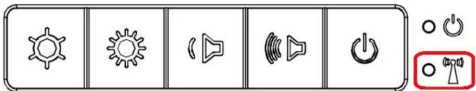 Control panel interface with icons for lighting, weather, speaker, audio, and power symbols