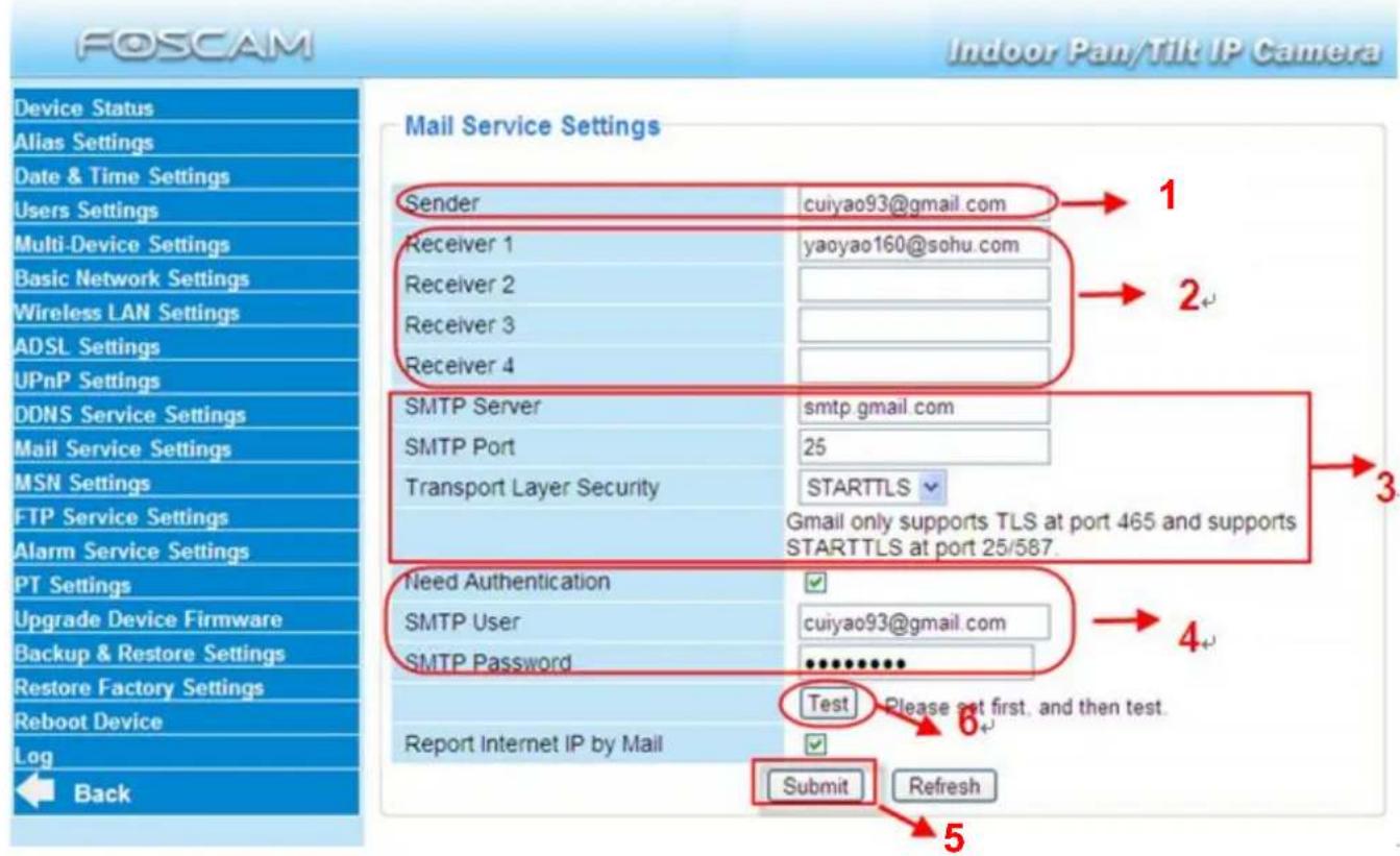FOSCAM FI8910E - Mail Service Settings - 1
