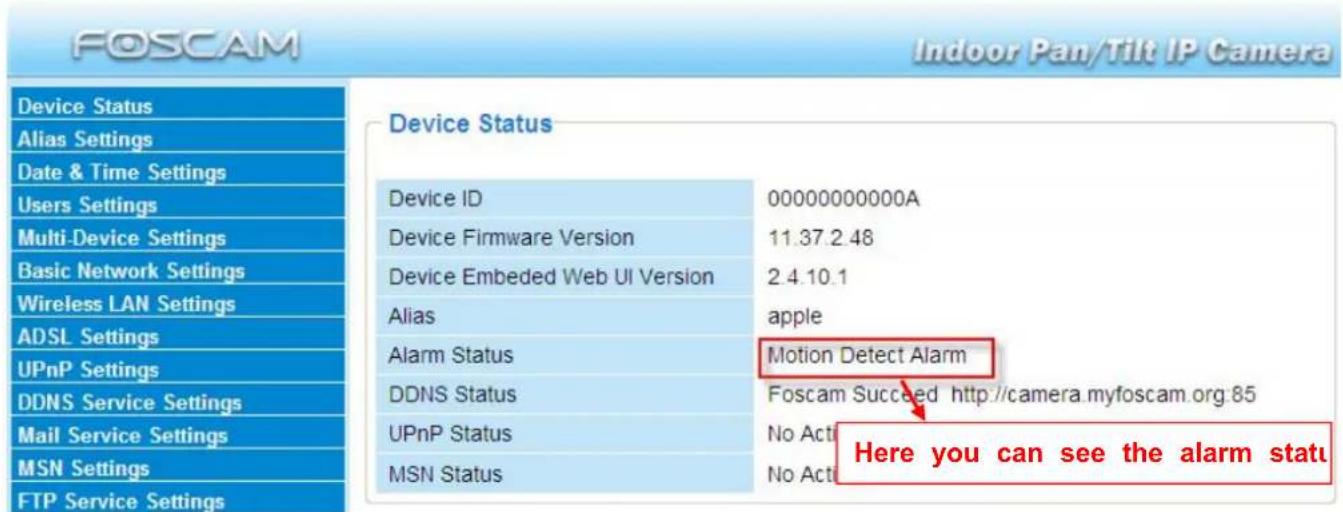 FOSCAM FI8910E - Alarm Service Settings - 2