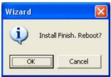 Wizard Install Finish. Reboot? OK Cancel
