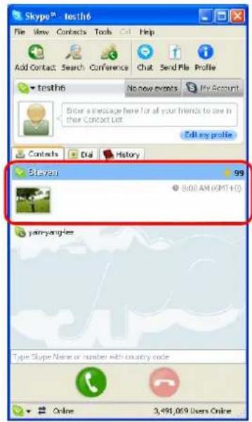 Skype™ - testh6 File View Contacts Tools Help Add Contact Search Conference Chat Send File Profile testh6 No new events My Account Enter a message here for all your friends to see in their Contact List Edit my profile Contacts Dial History Stevan 99 © 8:00 AM (GMT+1) perryangylee Type Skype Name or number with country code Online 3,491,059 Users Online