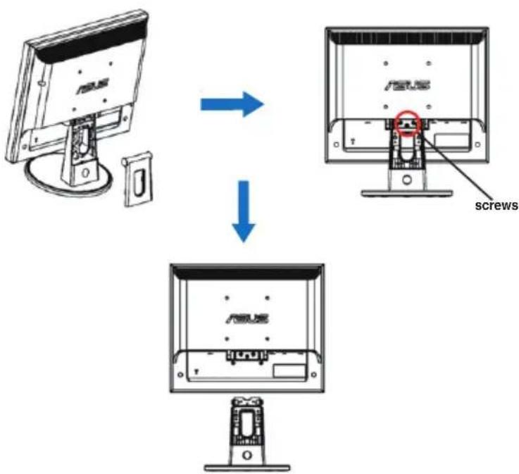 ASUS VB199T-P - Detaching the arm/stand (for VESA wall mount) - 2