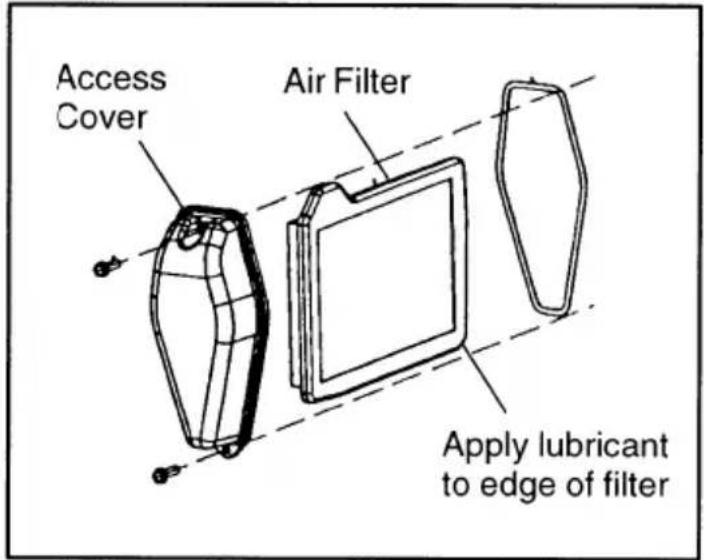 Access Cover Air Filter Apply lubricant to edge of filter