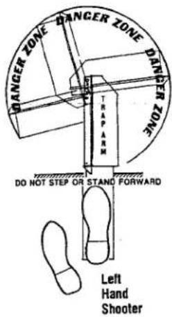 DANGER ZONE DANGER ZONE DANGER ZONE TRAP ARM DO NOT STEP OR STAND FORWARD Left Hand Shooter