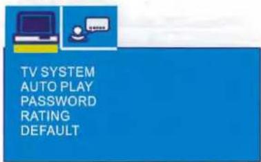 TV SYSTEM AUTO PLAY PASSWORD RATING DEFAULT