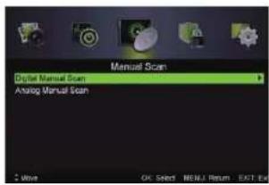 Manual Scan Digital Manual Scan Analog Manual Scan Wave OK Select MENU Return EXIT OK
