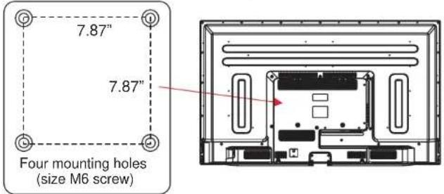 7.87" 7.87" Four mounting holes (size M6 screw)