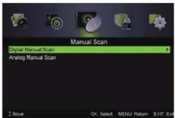 Manual Scan Digital Manual Scan Analog Manual Scan + Move OK Select MENU Return EXIT: Exit