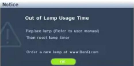 BENQ MH535A - Timing of replacing the lamp - 7