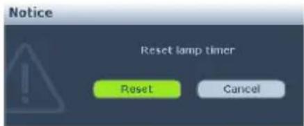 BENQ MH535A - Resetting the lamp timer - 1