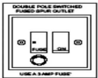 DOUBLE POLE SWITCHED FUSED SPUR OUTLET USE A 3 AMP FUSE®