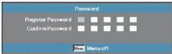 Password Register Password Confirm Password Menu off