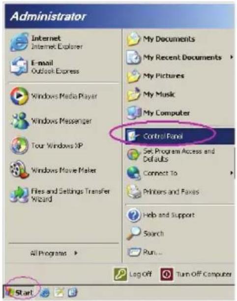 Administrator Internet Internet Explorer E-mail Outlook Express Windows Media Player Windows Messenger Tour Windows XP Windows Movie Maker Files and Settings Transfer Wizard All Programs > My Documents My Recent Documents > My Pictures My Music My Computer Control Panel Set Program Access and Defaults Connect To Printers and Faxes Help and Support Search Run... Log Off Turn Off Computer Start