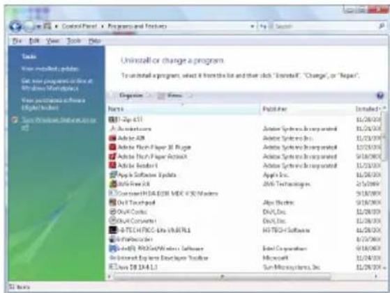Uninstall or change a program To install a program, select it from the list and then click "Uninstall", "Change", or "Repair". Organise... Notes File Edit View Tools Help 121 Zip 4.11 A Software Adobe A8 Adobe Tech Paper 30 Progs Adobe Tech Paper ActiveX Adobe Reader1 Apple Software Update DOS Free 3.6 Content HD/AD/ESR MDX FCS Markets Del Touchpad DOS Cycles DOS Converts -PTCCH/PGC-Eth HD/RL1 DOS Security -DSY/PGC/Waterix Software -Internet Explorer Display Provider E:\Users\9.1.4.1.1 Publisher 11/28/2016 Adobe Systems Inc. 11/23/2016 Adobe Systems Inc. 5/18/2016 Adobe Systems Inc. 11/23/2016 Apple Inc. 2/5/2016 DAS Technologies 5/18/2016 Alpha Brands 5/18/2016 DAS Inc. 11/28/2016 DAS Inc. 11/28/2016 HIT TECH Software 5/18/2016 Intel Corporation 5/18/2016 Microsoft 11/24/2016 Sun Microsystems, Inc. 11/28/2016