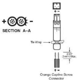 SECTION A-A Tie Wrap 2/12" (5 mm Max) Orange Captive Screw Connector