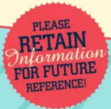 PLEASE RETAIN Information FOR FUTURE REFERENCE!