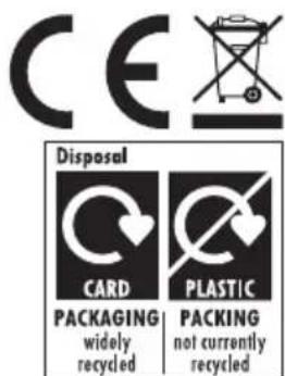 CE Disposal CARD PACKAGING widely recycled PLASTIC PACKING not currently recycled