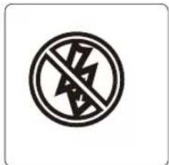 Warning sign with crossed-out lightning bolt symbol indicating no protection