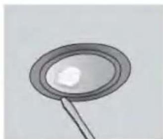 Simple line drawing of a magnifying glass with a handle (no text or symbols)