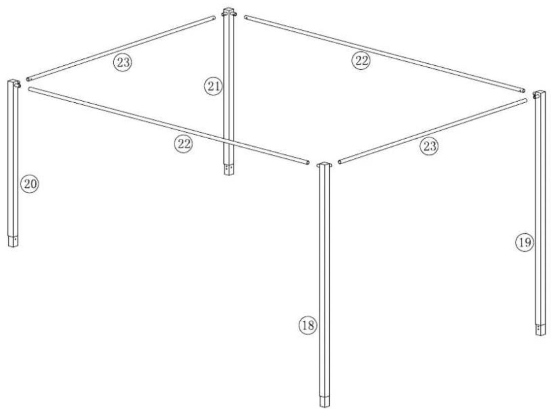 Technical diagram showing a structural frame with numbered components, likely for architectural or engineering design reference.