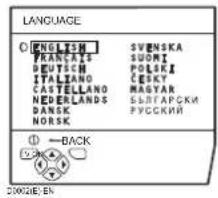 LANGUAGE ○ ENGLISH FRANÇAIS DEUTSCH ITALIANO CASTELLANO NEDERLANDS DANSK NORSK SVENSKA SUOMI POLSKI ČESKY MASYAR SSRTAPČIKM PYGCKHIA →BACK COMBIE EN