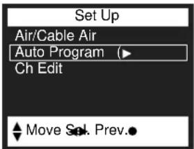 Set Up Air/Cable Air Auto Program ▶ Ch Edit ▲ Move Sel. Prev.●