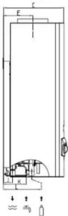 Technical diagram of a vertical structure with labeled components and directional arrows indicating flow or movement.