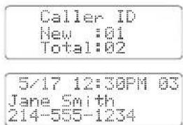 Caller ID New :01 Total:02 5/17 12:30PM 03 Jane Smith 214-555-1234