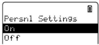 Persnl Settings On Off