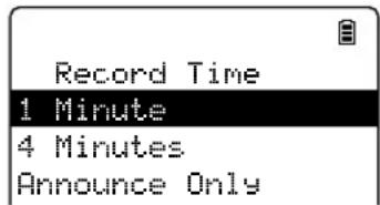 Record Time 1 Minute 4 Minutes Announce Only
