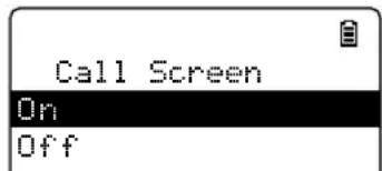 Call Screen On Off