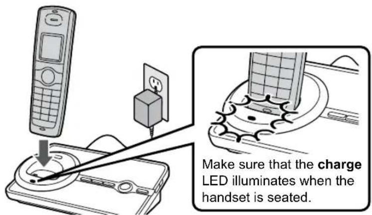 Make sure that the charge LED illuminates when the handset is seated.