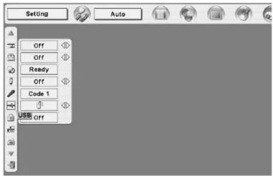 Setting Auto Off Off Ready Off Code 1 USB Off