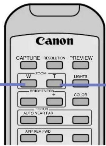 Canon CAPTURE RESOLUTION PREVIEW W ZOOM T LIGHTS BRIGHTNESS COLOR - + FOCUS AUTO NEAR FAR APP REV FWD