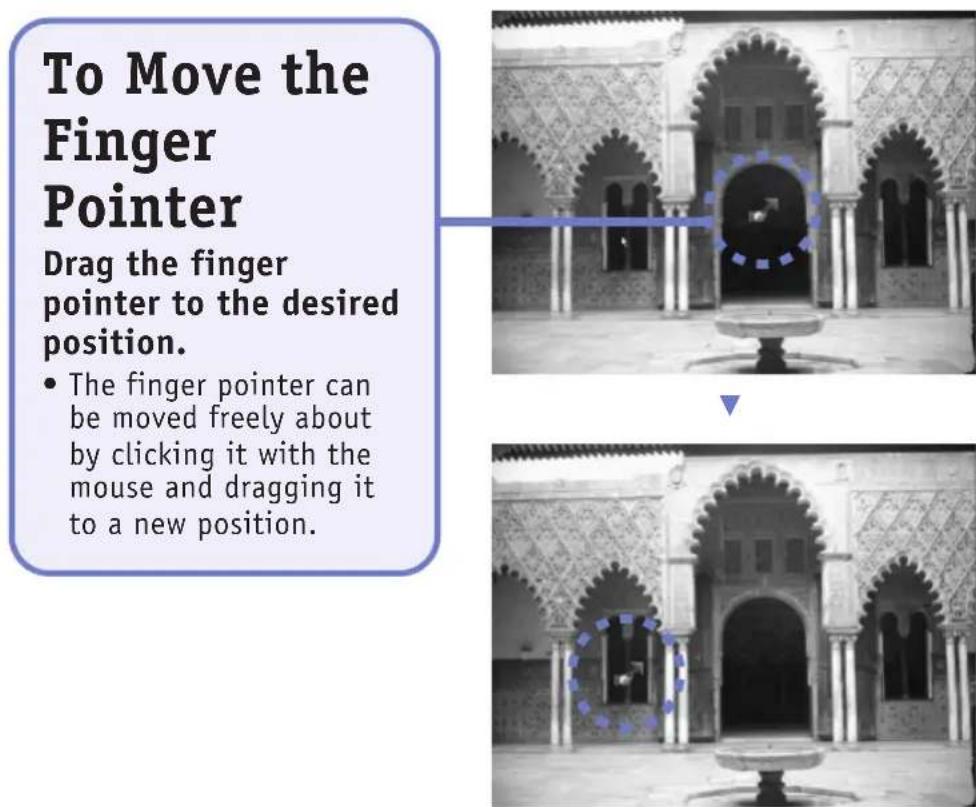 To Move the Finger Pointer Drag the finger pointer to the desired position. • The finger pointer can be moved freely about by clicking it with the mouse and dragging it to a new position.