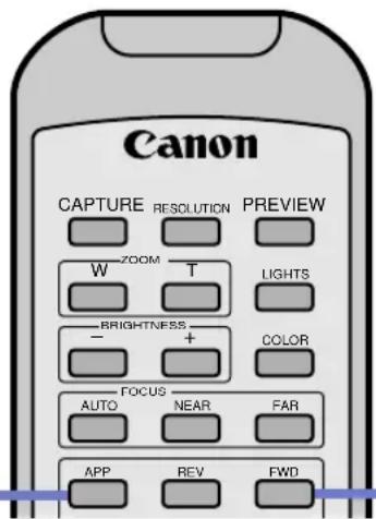Canon CAPTURE RESOLUTION PREVIEW W ZOOM T LIGHTS BRIGHTNESS COLOR - + FOCUS AUTO NEAR FAR APP REV FWD