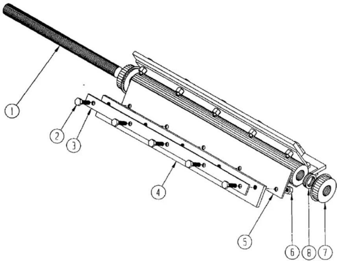 Technical diagram of a mechanical device with numbered components for identification