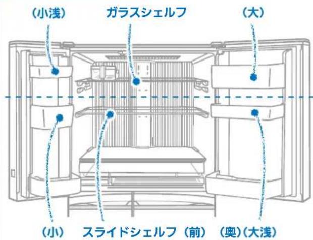 MITSUBISHI MR-WX52D-F - 棚やポケットが動かせます (取りはずすこともできます) - 1