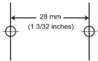 28 mm (1 3/32 inches)