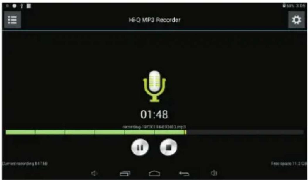 Hi-Q MP3 Recorder 01:48 recording: 187001844030483.mp3 Current recording 847 KB Free space 11.2 GB