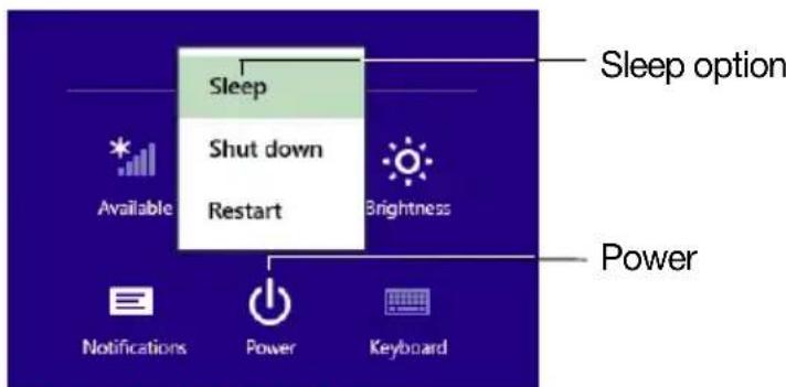 Sleep option Shut down Restart Availability Brightness Power Notifications Power Keyboard